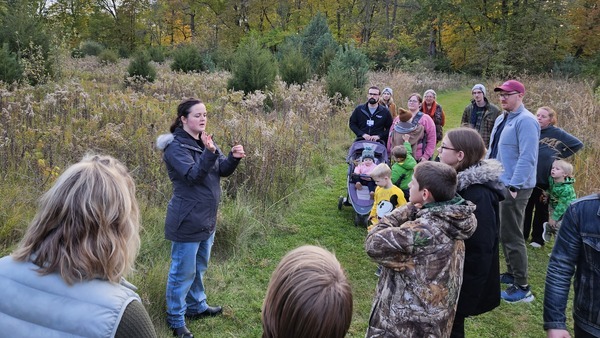GS Family Coalition participants enjoying a talk on the trails of DeVries Nature Center.